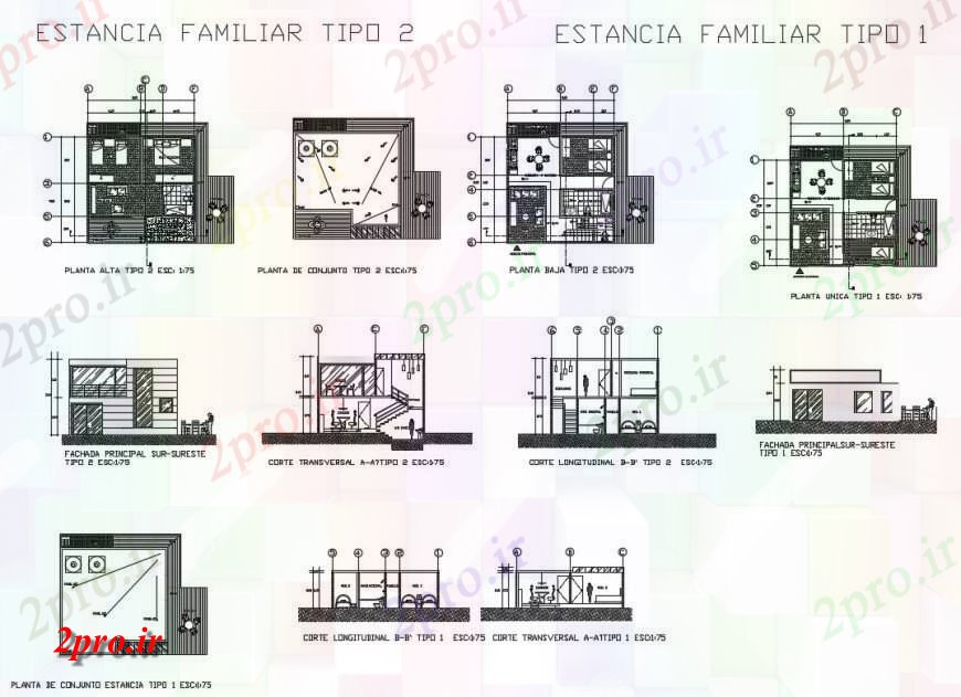 دانلود نقشه مسکونی ، ویلایی ، آپارتمان نما خانه کلبه کوچک، بخش، برنامه ریزی و خودکار جزئیات 8 در 8 متر (کد124757)