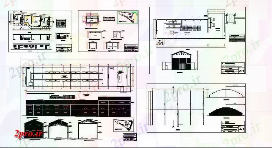 دانلود نقشه کارخانه صنعتی ، کارگاه پارچه نما کارخانه صنعتی ، بخش و طرحی جزئیات 5 در 27 متر (کد124790)