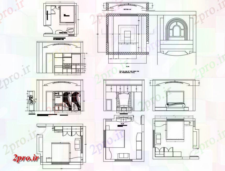 دانلود نقشه حمام مستر بخش اتاق خواب خانه، برنامه ریزی، داخلی و چیدمان مبلمان جزئیات (کد124795)