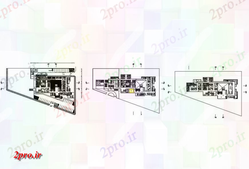 دانلود نقشه بیمارستان - درمانگاه - کلینیک طرحی توزیع و طرحی طبقه جزئیات چند طبقه بیمارستان 33 در 79 متر (کد124798)