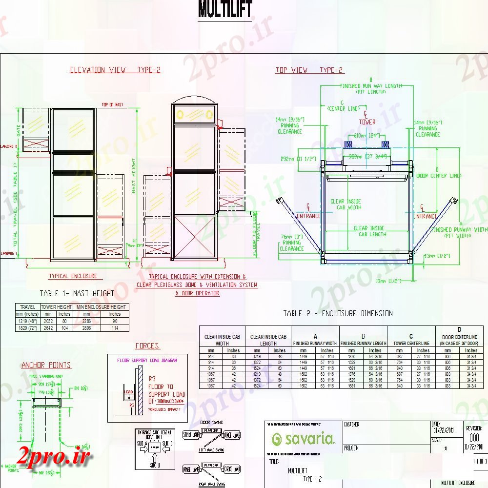 دانلود نقشه  جزئیات آسانسور و    چند طراحی اتوکد (کد124810)