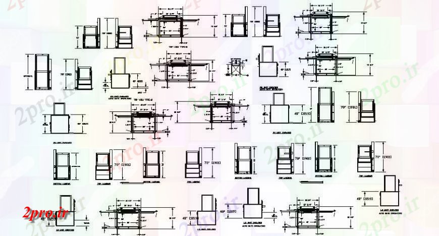 دانلود نقشه  جزئیات آسانسور و    طراحی از انواع  اتوکد (کد124811)