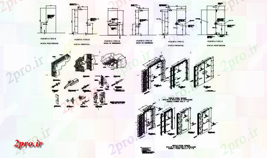 دانلود نقشه جزئیات طراحی در و پنجره  خروج آتش طراحی جزئیات درب  (کد124827)