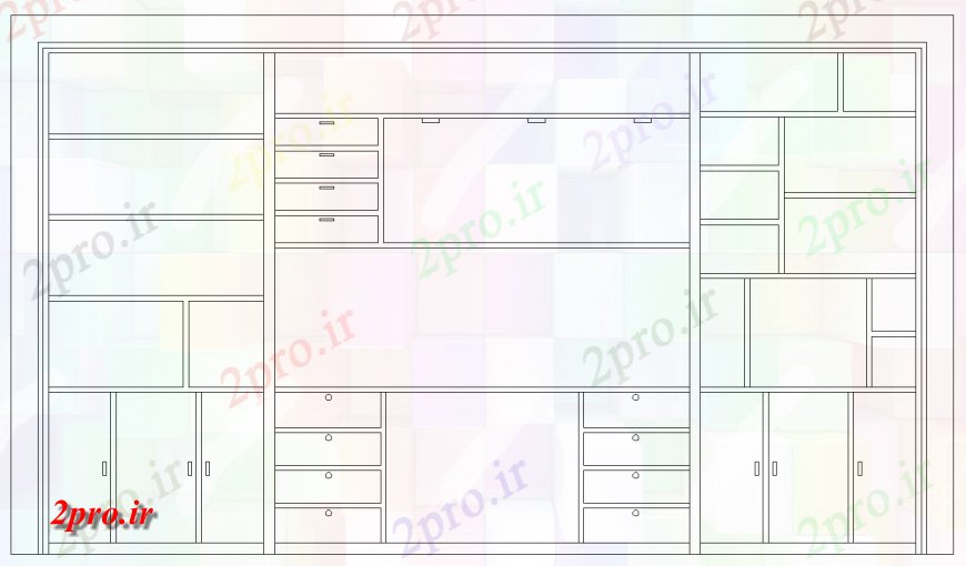 دانلود نقشه طراحی و مبلمان اتاقنما جلو جزئیات از مبلمان اتاق نشیمن   (کد124831)
