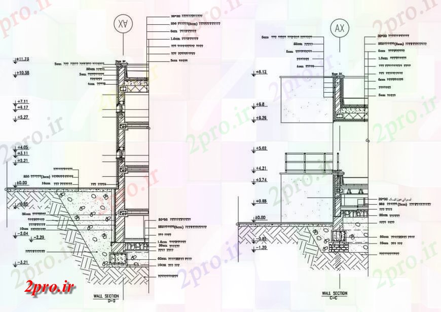 دانلود نقشه طراحی جزئیات ساختار نما و برش تماس بخش سازنده جزئیات از خانه ساخت 18 در 19 متر (کد124856)