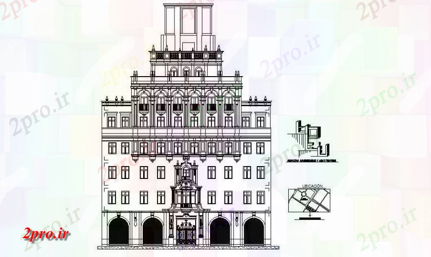 دانلود نقشه معماری معروف دولت طراحی جزئیات نما کاخ  اتوکد (کد124873)
