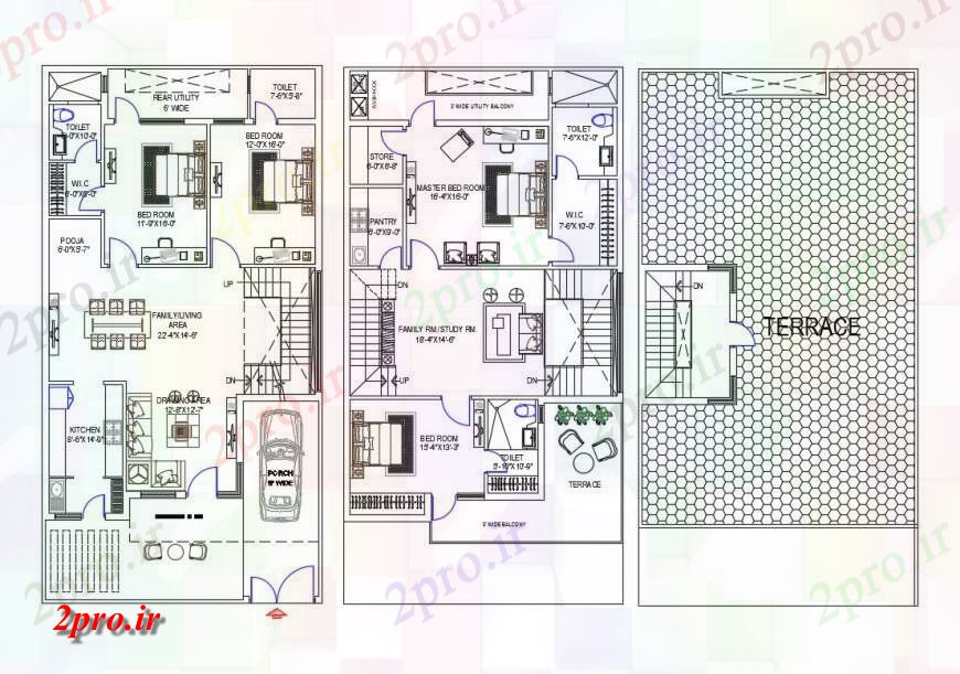 دانلود نقشه مسکونی  ، ویلایی ، آپارتمان  زمین، اول و طبقه تراس جزئیات طرحی های تک خانواده  خانه طراحی جزئیات  (کد124886)