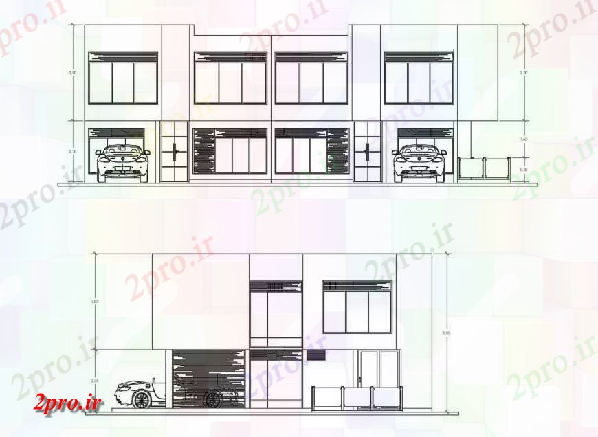 دانلود نقشه مسکونی ، ویلایی ، آپارتمان خانه نما و نما تماس 9 در 10 متر (کد124887)