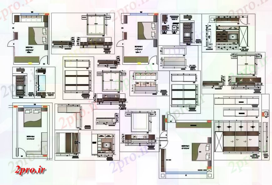 دانلود نقشه طراحی و مبلمان اتاقمبلمان خانه و طرحی داخلی جزئیات طراحی   (کد124900)