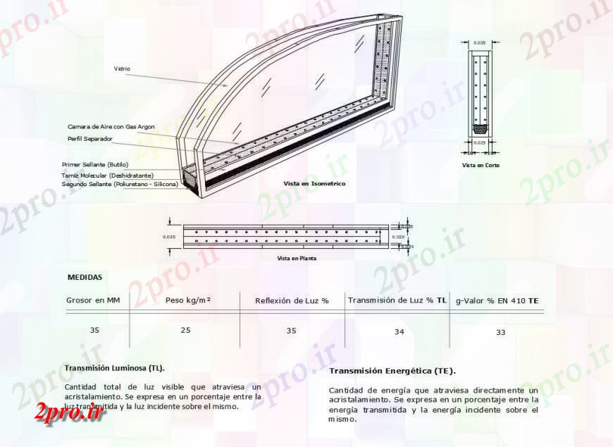 دانلود نقشه طراحی جزئیات ساختار گاز آرگون پنجره جزئیات ساختار   (کد124906)