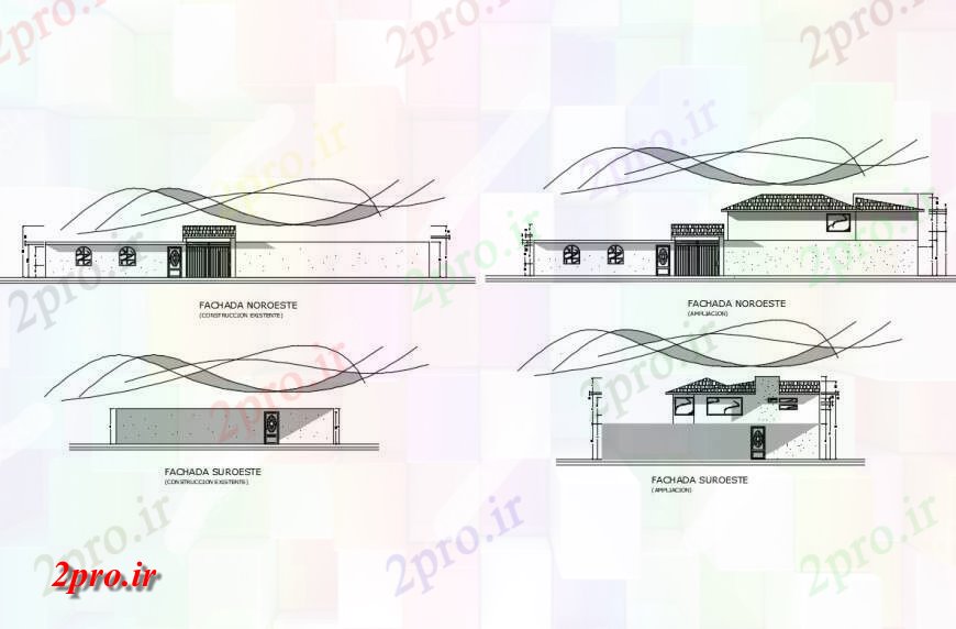 دانلود نقشه مسکونی ، ویلایی ، آپارتمان خانه مدرن تمام نما طرفه طراحی جزئیات 15 در 16 متر (کد124930)