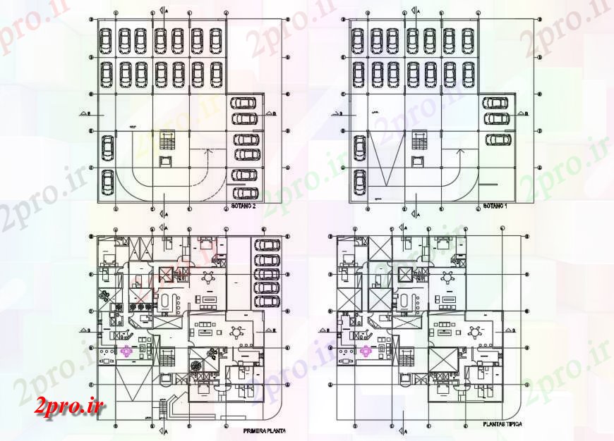 دانلود نقشه جزئیات فضای داخلی ناهار خوری  طرحی جزئیات دو بعدی  ساختار هتل ساختمان با واحد مبلمان  (کد124935)
