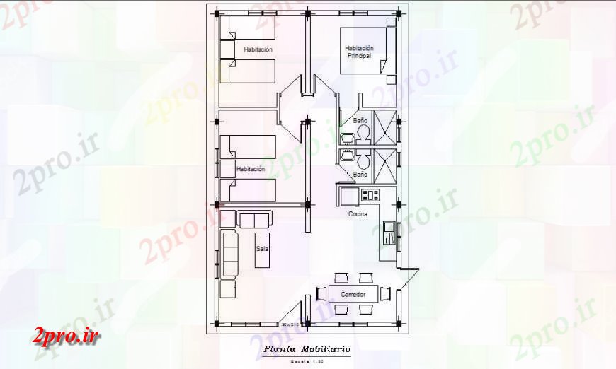 دانلود نقشه مسکونی ، ویلایی ، آپارتمان طرحی مبلمان خانه به طراحی جزئیات 6 در 10 متر (کد124976)