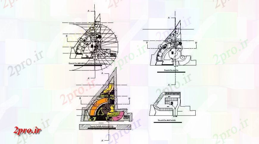 دانلود نقشه هایپر مارکت - مرکز خرید - فروشگاه طراحی تجاری جزئیات پیچیده 41 در 42 متر (کد124978)