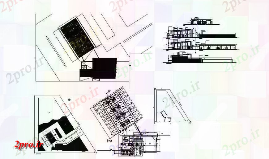 دانلود نقشه هتل - رستوران - اقامتگاه طرحی معماری هتل و نما 42 در 53 متر (کد124986)