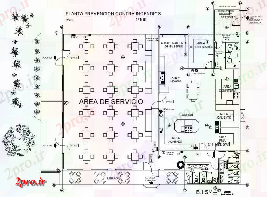 دانلود نقشه جزئیات فضای داخلی ناهار خوری  طرحی جزئیات دو بعدی  از منطقه ناهار خوری در طراحی ساختمان رستوران اتوکد (کد125001)
