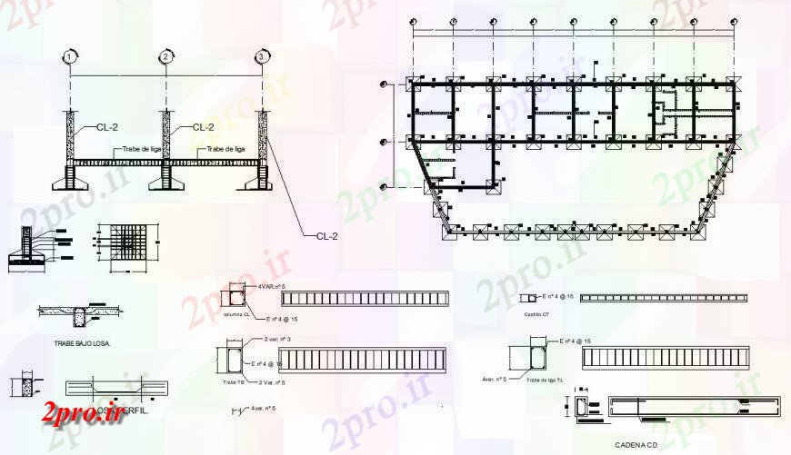دانلود نقشه جزئیات میلگرد گذاریطرحی نصب و راه اندازی ستون با آوردن ساخت و ساز 20 در 44 متر (کد125007)