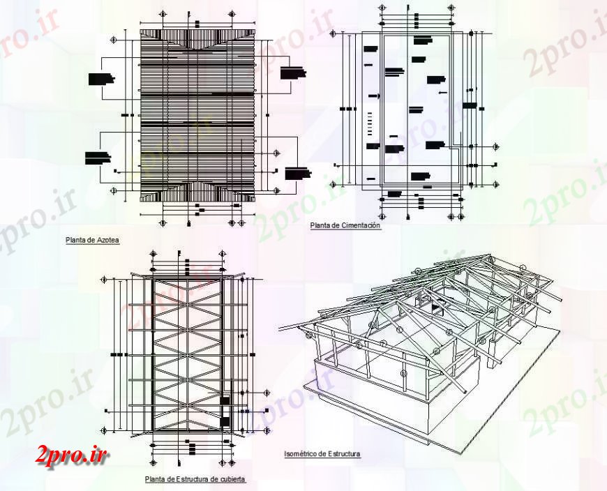 دانلود نقشه جزئیات ساخت و ساز طرحی جزئیات از بام  طرحی  (کد125011)