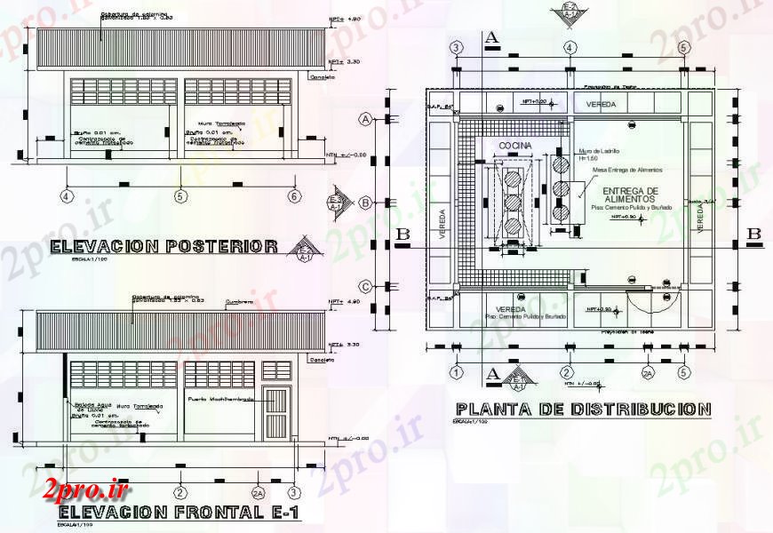 دانلود نقشه کارخانه صنعتی  ، کارگاه نما و طرحی جزئیات از اتاق ماشین آلات  دو بعدی   (کد125017)