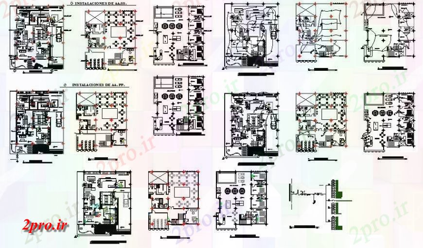 دانلود نقشه طراحی داخلی رستوران طراحی جزئیات طرحی برق  (کد125034)