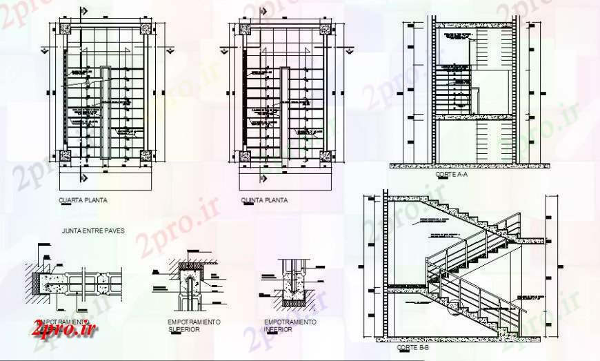 دانلود نقشه جزئیات پله و راه پله   طراحی جزئیات پله  (کد125038)