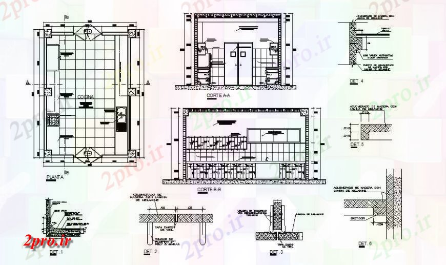 دانلود نقشه جزئیات طراحی ساخت آشپزخانه آشپزخانه طراحی جزئیات ساخت و ساز  (کد125052)
