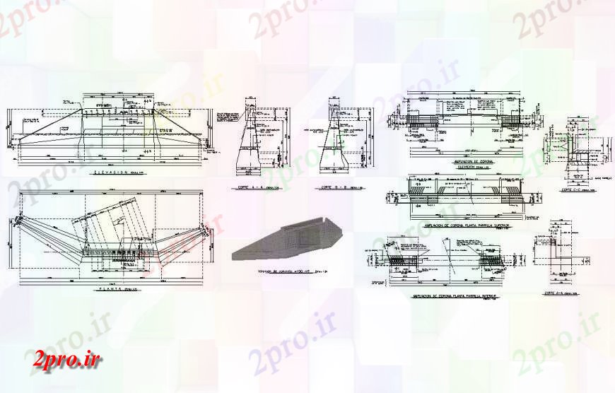 دانلود نقشه جزئیات ساخت پل حمایت از رکاب برای پل   ساخت و ساز طراحی جزئیات  (کد125064)