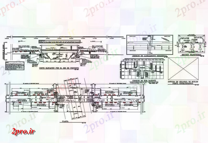 دانلود نقشه جزئیات ساخت پل Bridge تمام بخش طرفه و ساختار سازنده جزئیات (کد125070)