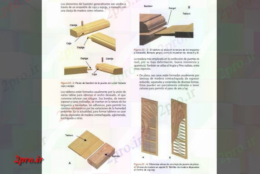 دانلود نقشه جزئیات ساخت و ساز طراحی جزئیات نازک کاری چوب درب های چوبی در  PDF (کد125077)