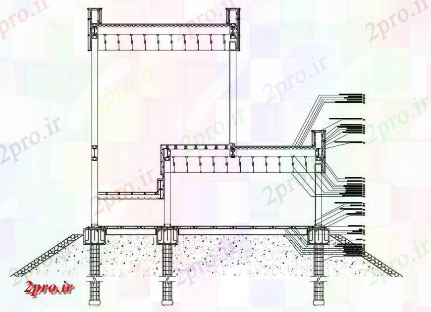 دانلود نقشه طراحی جزئیات ساختار جزئیات  یک خانواده خانه مقابل بخش سازنده  (کد125082)