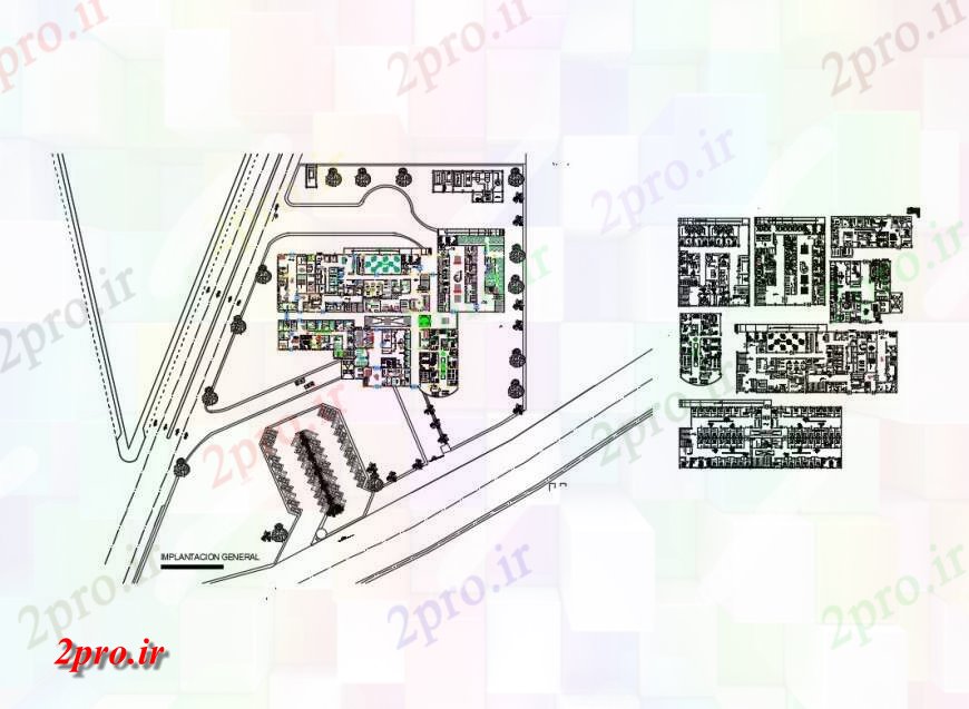 دانلود نقشه بیمارستان - درمانگاه - کلینیک بیمارستان توزیع و طرحی طبقه 61 در 102 متر (کد125120)