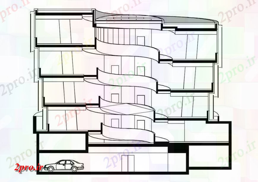 دانلود نقشه مسکونی  ، ویلایی ، آپارتمان  آپارتمان ساخت و ساز چند سطح  نما اصلی طراحی جزئیات (کد125125)