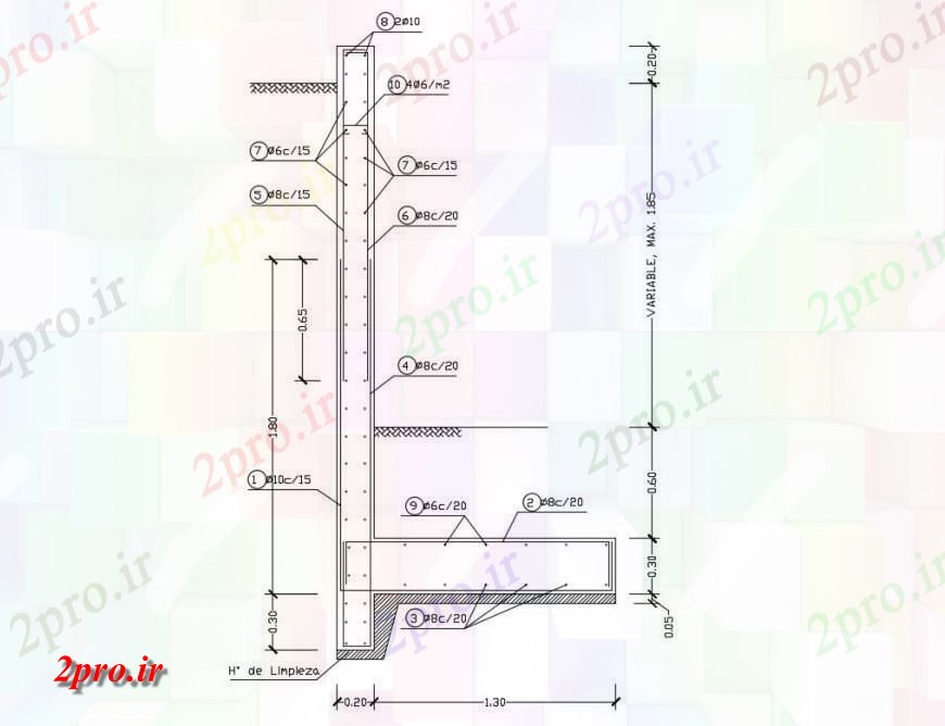 دانلود نقشه طراحی جزئیات ساختار دیوار سمت خانه سازنده  ساختار طراحی جزئیات  (کد125130)