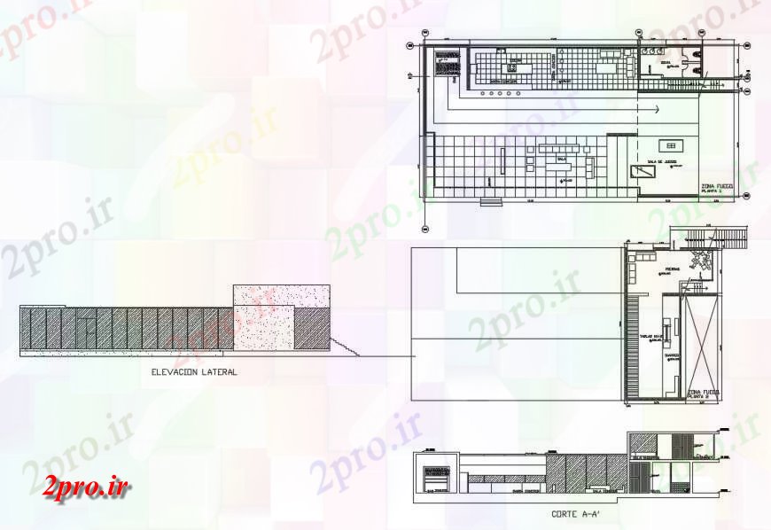 دانلود نقشه مسکونی ، ویلایی ، آپارتمان نما، بخش و طرحی جزئیات از ساحل خانه 15 در 25 متر (کد125135)