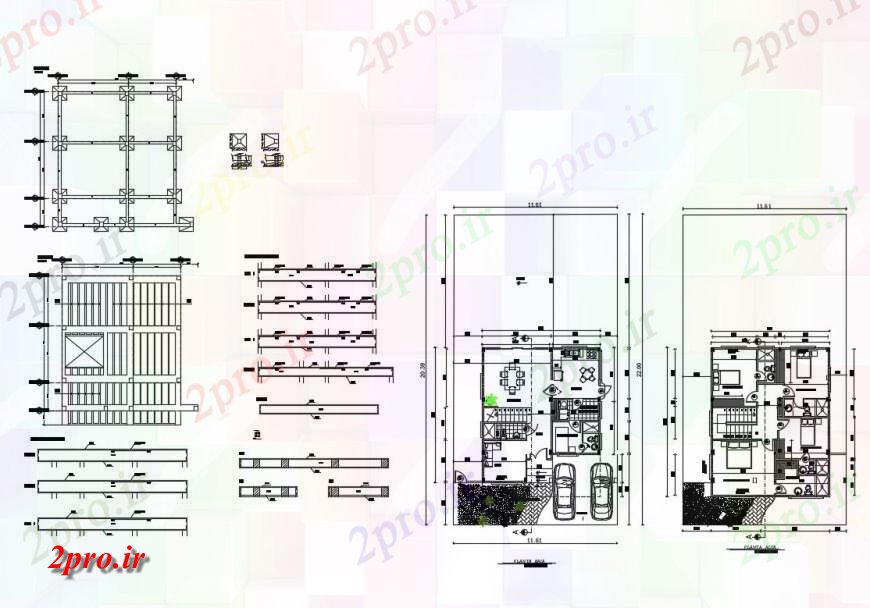 دانلود نقشه مسکونی ، ویلایی ، آپارتمان ویلا طرحی طبقه دو سطح و برنامه ریزی بنیاد 8 در 10 متر (کد125145)