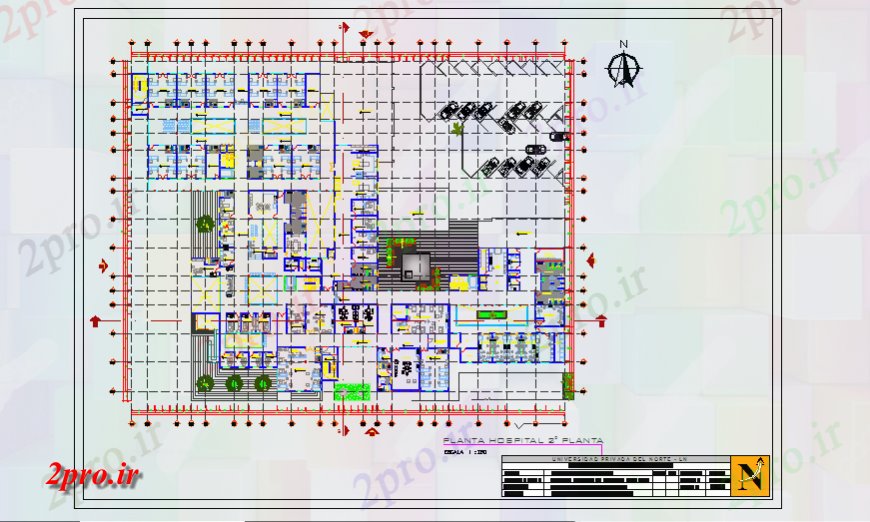 دانلود نقشه بیمارستان - درمانگاه - کلینیک طبقه دوم طراحی از بیمارستان طراحی 71 در 80 متر (کد125155)