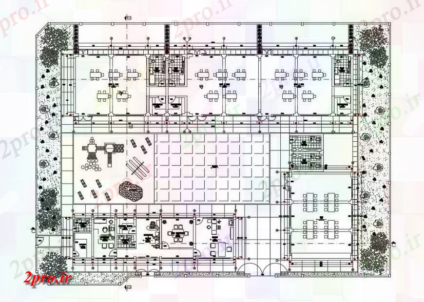 دانلود نقشه باغ محوطه سازی ساختار و طرحی جزئیات باغ 24 در 33 متر (کد125165)