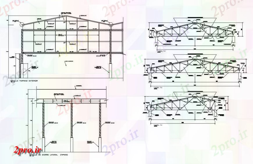 دانلود نقشه جزئیات لوله کشی مخازن فله ساختارهای ها Bodegas ساخت و ساز  جزئیات (کد125187)