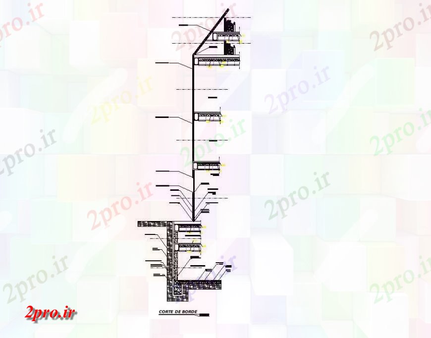 دانلود نقشه جزئیات ساخت و ساز جزئیات بخشی از دیوار  بلوک ساخت و ساز (کد125238)