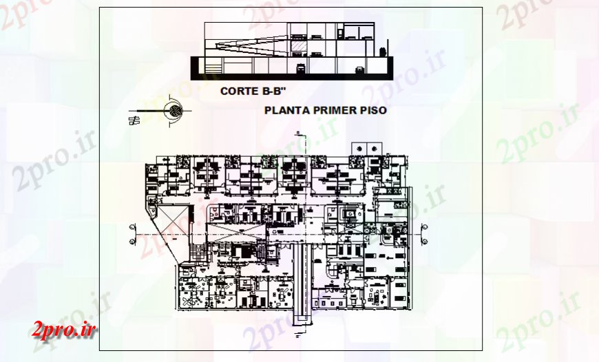 دانلود نقشه بیمارستان - درمانگاه - کلینیک نوع - B طراحی بخش از بیمارستان طراحی 30 در 35 متر (کد125245)