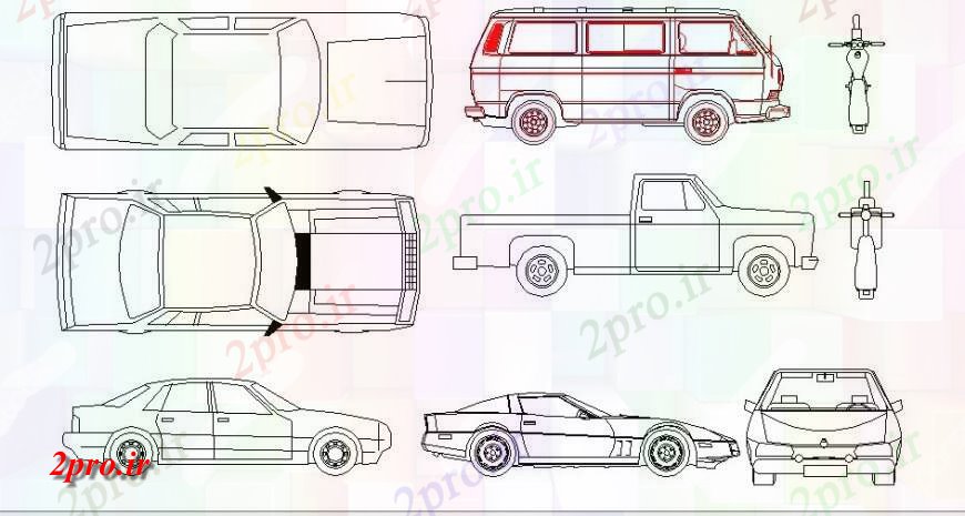 دانلود نقشه بلوک های حمل و نقل اتومبیل های متعدد و بلوک های خودرو روروک مخصوص بچه  (کد125272)