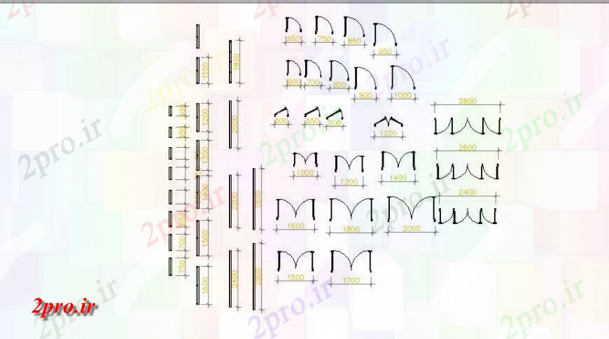 دانلود نقشه جزئیات طراحی در و پنجره  درب و چهارچوب های داخلی دیگر  (کد125290)