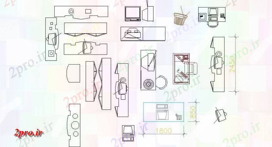 دانلود نقشه طراحی و مبلمان اتاقطراحی تلویزیون اتاق بلوک جدول چندگانه  (کد125295)