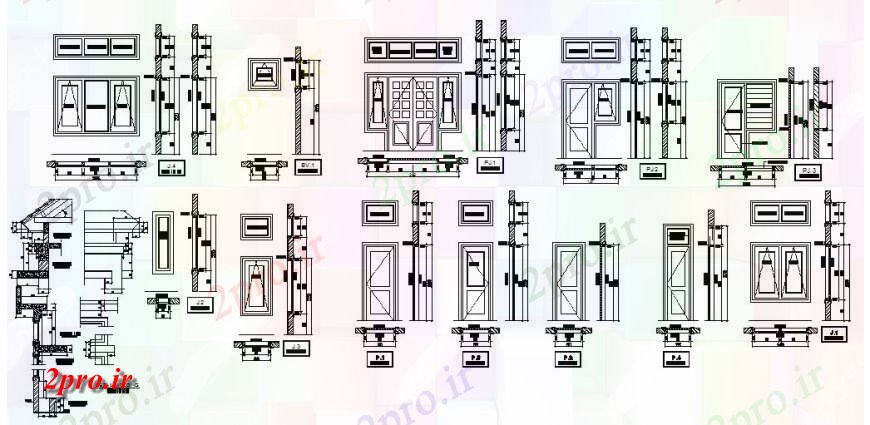 دانلود نقشه جزئیات طراحی در و پنجره  درب و پنجره نصب و راه اندازی گوشه خانه جزئیات (کد125312)