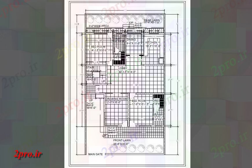 دانلود نقشه مسکونی  ، ویلایی ، آپارتمان  یک خانواده معماری خانه طرحی  (کد125356)