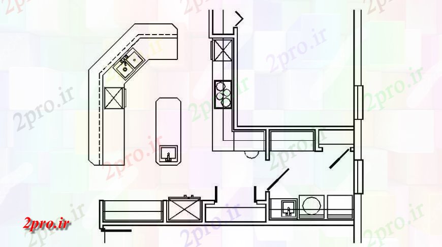 دانلود نقشه طراحی مبلمان آشپزخانه آشپزخانه طراحی جزئیات  (کد125406)