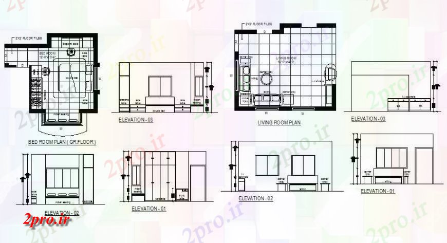 دانلود نقشه اتاق نشیمن ، حال ، پذیرایی اتاق نشیمن و اتاق خواب نما و طرحی های 8 در 16 متر (کد125408)