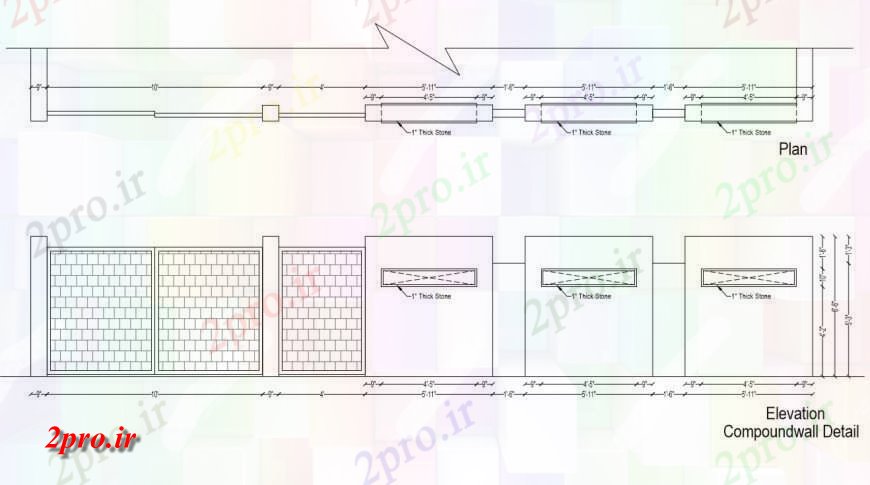 دانلود نقشه  جزئیات دیوار های آجری طرحی جزئیات و نما دیوار ترکیب  دو بعدی   پی دی اف (کد125419)