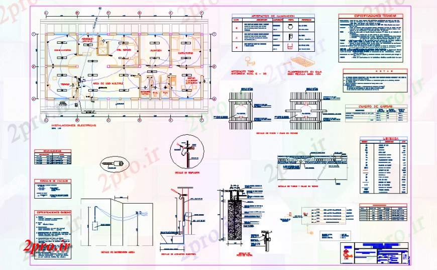 دانلود نقشه تاسیسات برق بیمارستان برقی نصب و راه اندازی جزئیات دراز کردن 8 در 19 متر (کد125453)