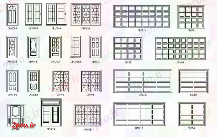 دانلود نقشه جزئیات طراحی در و پنجره  درب و پنجره بلوک های مختلف جزئیات  دو بعدی    (کد125457)